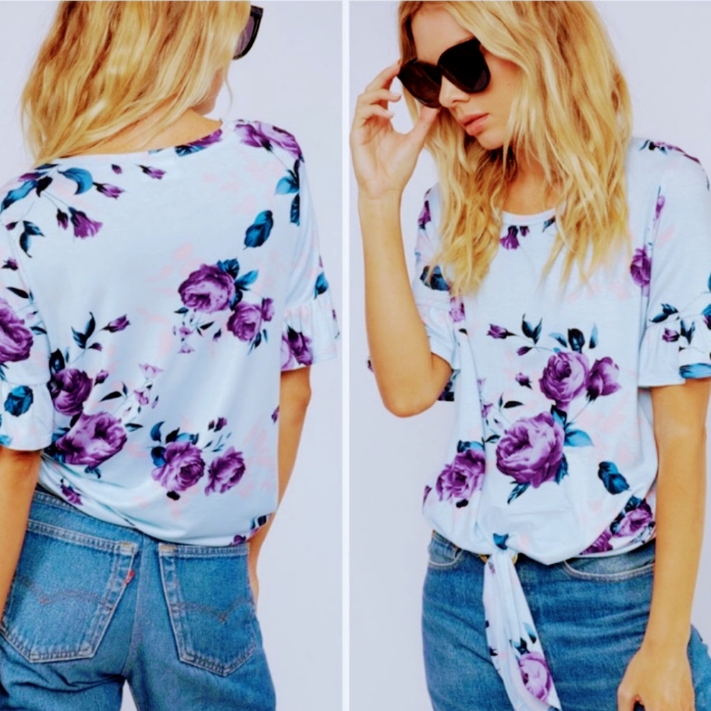 Casual soft and cuddly radiant  powder blue tops